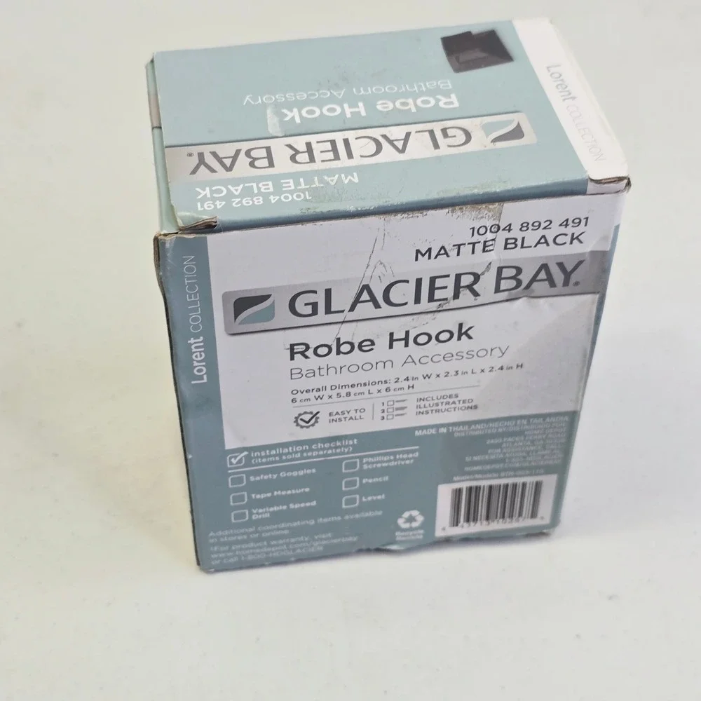 Glacier Bay Lorent Robe Hook Matte Black 1004 892 491 Fingerprint Resistant